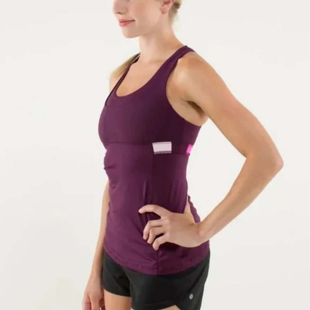Lululemon Stuff Your Bra Tank II Plum/Pow Stripe Raspberry Glo Light